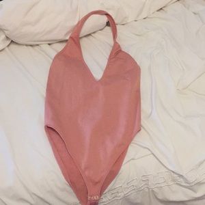 Deep V pink bodysuit!